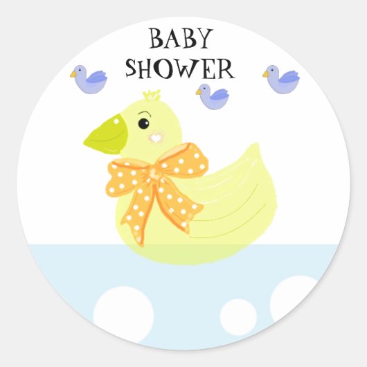 Geel Baby shower Ronde Sticker (Voorkant)