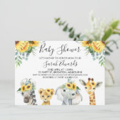 Geel Baby shower van Safari-dieren Kaart (Staand voorkant)