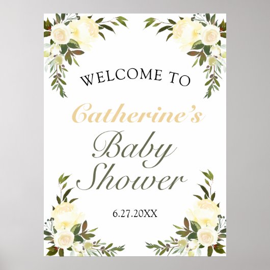  geel Baby shower Welkom Poster (Voorkant)
