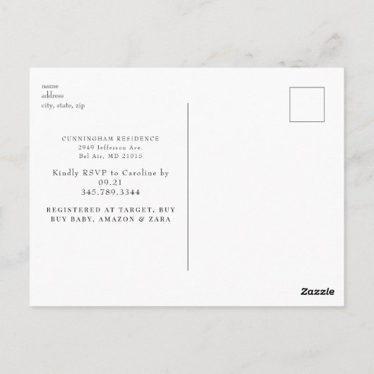 Geel Baby shower Zonnebloem Verander de Datum Briefkaart (Achterkant)