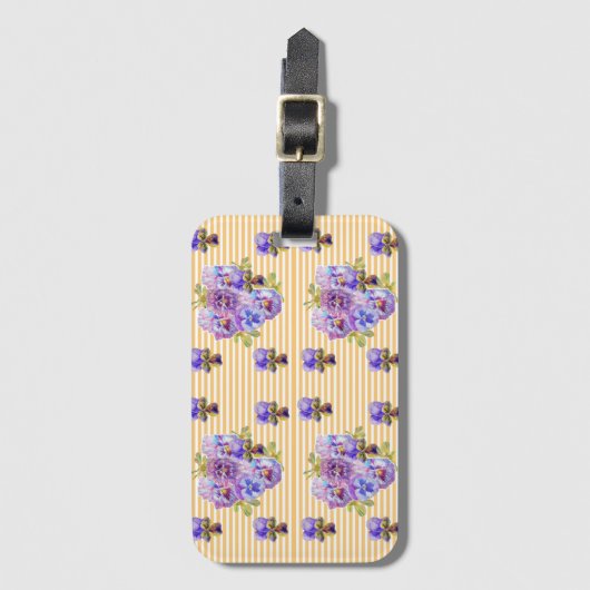Geel Bagagelabel met Viola Floral Art Pattern (Voorkant (verticaal))
