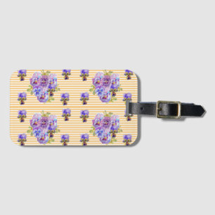 Geel Bagagelabel met Viola Floral Art Pattern
