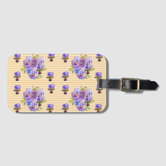 Geel Bagagelabel met Viola Floral Art Pattern (Voorkant (horizontaal))