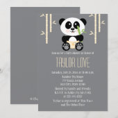 Geel Bamboe Panda in het Baby shower Diapers Kaart (Voorkant / Achterkant)