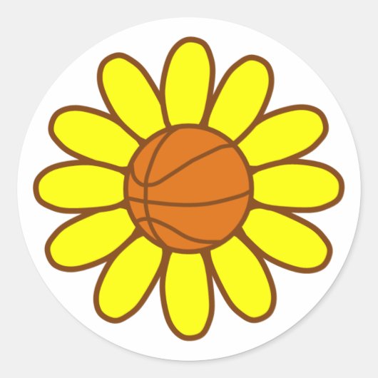 Geel basketbal meisje ronde sticker (Voorkant)