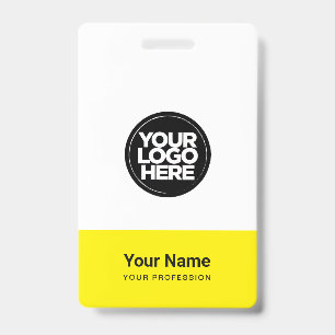 Geel bedrijfslogo naam titel bar code badge