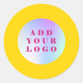 Geel bedrijfslogo ronde sticker (Voorkant)