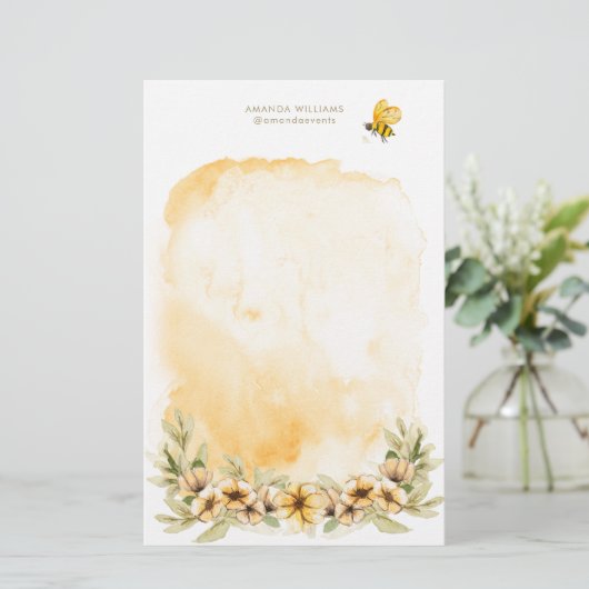 Geel Bee Monogram briefpapier (Staand voorkant)
