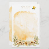 Geel Bee Monogram briefpapier (Voorkant / Achterkant)