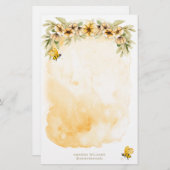 Geel Bee Monogram briefpapier (Voorkant / Achterkant)