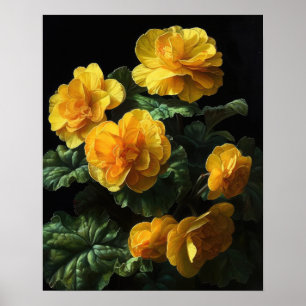 Geel Begonia Flowers Art Print Poster