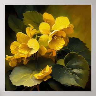 Geel Begonias Bloemenkunst Print Poster