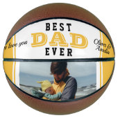Geel Beste Pap Ooit Vader Keepsake 2 Foto Basketbal (Voorkant)