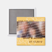 Geel bewaar de datum bruiloft aankondiging foto magneet (Voorkant / Achterkant)
