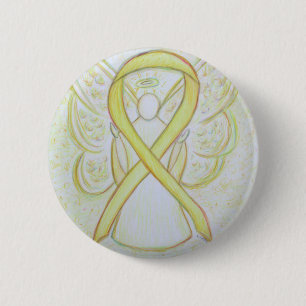 Geel bewustzijn Ribbon Angel Art Button