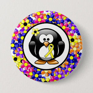 Geel bewustzijn Ribbon Penguin Ronde Button 7,6 Cm