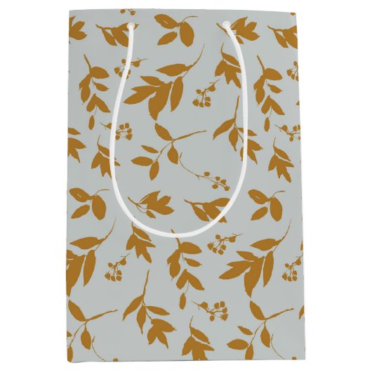 Geel bladvertakt tissuepapier medium cadeauzakje (Voorkant)