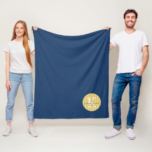 Geel Blauw Aangepaste Gestreepte Cirkel Familiemon Fleece Deken