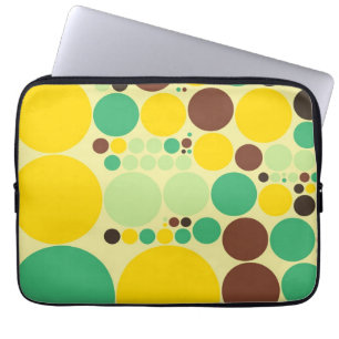 Geel, blauw, bruin pokadots patroon laptop sleeve