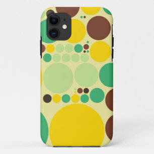 Geel, blauw, bruine poka-stippen naadloos patroon iPhone 11 hoesje