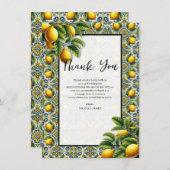 Geel Blauw Capri Lemon Mediterraan Dank u Kaart (Voorkant / Achterkant)