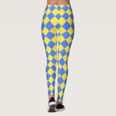 Geel Blauw Checker Diamant Patroon Leggings (Achterkant)
