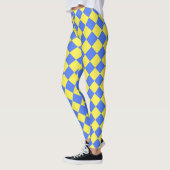 Geel Blauw Checker Diamant Patroon Leggings (Links)