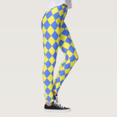 Geel Blauw Checker Diamant Patroon Leggings (Rechts)
