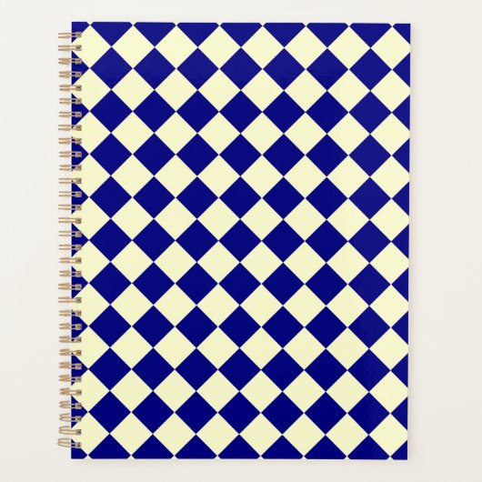 Geel Blauw Checker Diamant Patroon Planner (Voorkant)