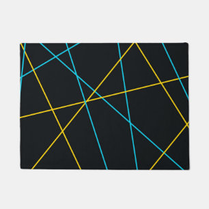 Geel, blauw, cool, trendy, stedelijk, moderne lijn deurmat