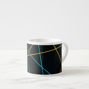 Geel, blauw, cool, trendy, stedelijk, moderne lijn espresso kop