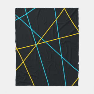 Geel, blauw, cool, trendy, stedelijk, moderne lijn fleece deken
