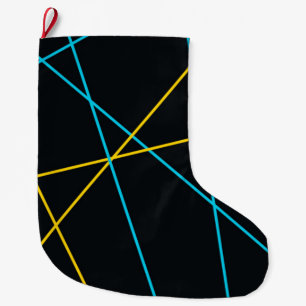 Geel, blauw, cool, trendy, stedelijk, moderne lijn grote kerstsok