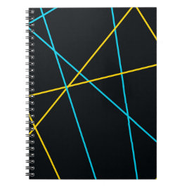 Geel, blauw, cool, trendy, stedelijk, moderne lijn notitieboek