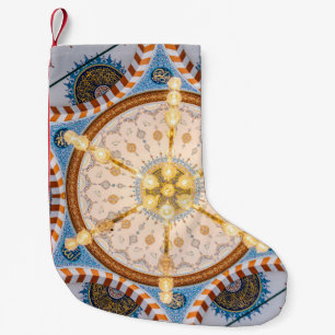 Geel, blauw en geel plafondontwerp kleine kerstsok