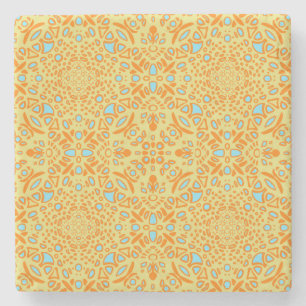 Geel Blauw en Oranje Leuke Geometrische Uniek Stenen Onderzetter