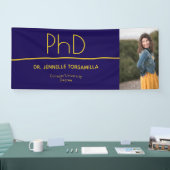 Geel Blauw Foto PhD Afstuderen Spandoek (Beurs)