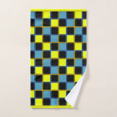 Geel blauw gecontroleerd geometrisch patroon bad handdoek (Handdoek)