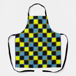 Geel blauw gecontroleerd geometrisch patroon schort