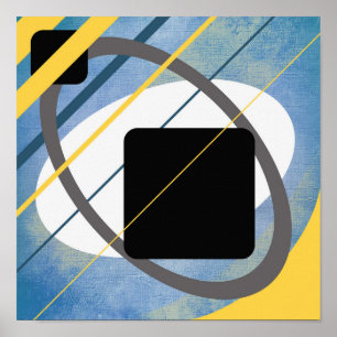 Geel Blauw Geometrisch Canvasontwerp AP0011 Poster