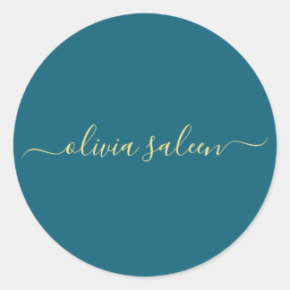 Geel blauw gepersonaliseerd ronde sticker