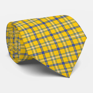 Geel Blauw Geruit Klassiek Patroon Retro Necktie Stropdas