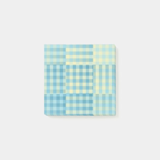 Geel Blauw Geruit Patchwork Patroon Post-it® Notes (Voorkant)
