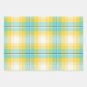 Geel blauw geruite patroon inpakpapier vel (Voorkant 2)