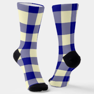 Geel Blauw Gestreepte Geruite Patroon Sokken