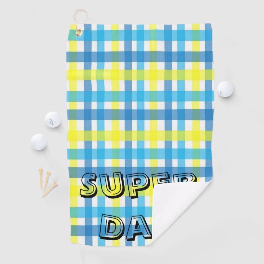 Geel blauw-goudhanddoek Super Pap Golfhanddoek (Insitu)