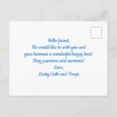 Geel blauw gradiëntvredescitaat voor duwbakken briefkaart (Achterkant)