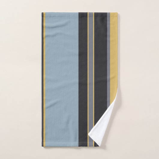 Geel, blauw-grijs en grijze strepen bad handdoek (Handdoek)