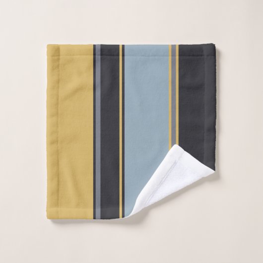 Geel, blauw-grijs en grijze strepen bad handdoek (Wasdoekje)