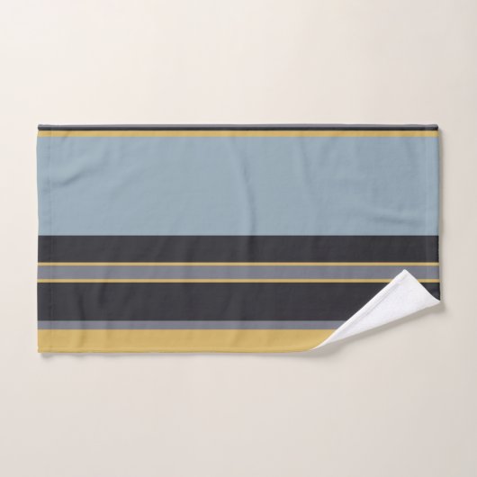 Geel, blauw-grijs en grijze strepen bad handdoek (Handdoek)